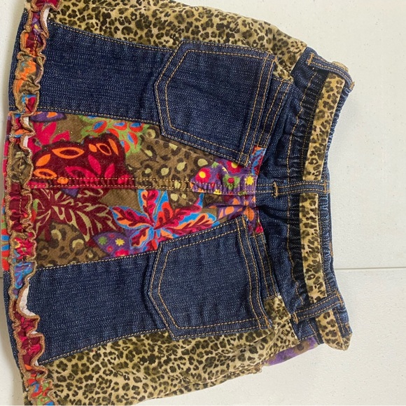 Girls size 4T multi colored denim and leopard skirt - Picture 2 of 3